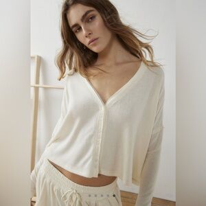 Urban Outfitters Out from Under BouncePlush Chloe button up top- Medium ivory